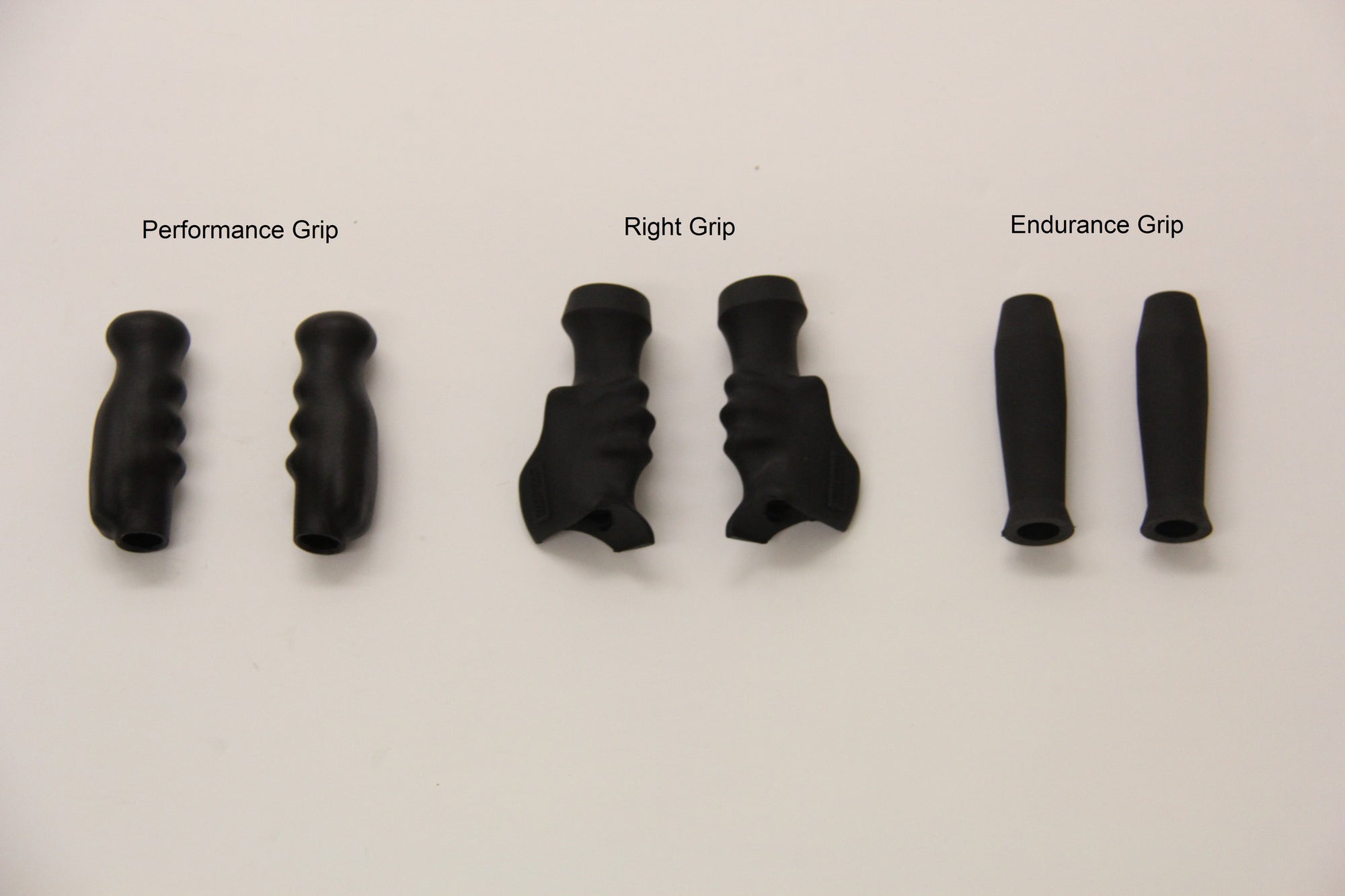 The available grips for the custom aluminum Superlite sheperd's crutch