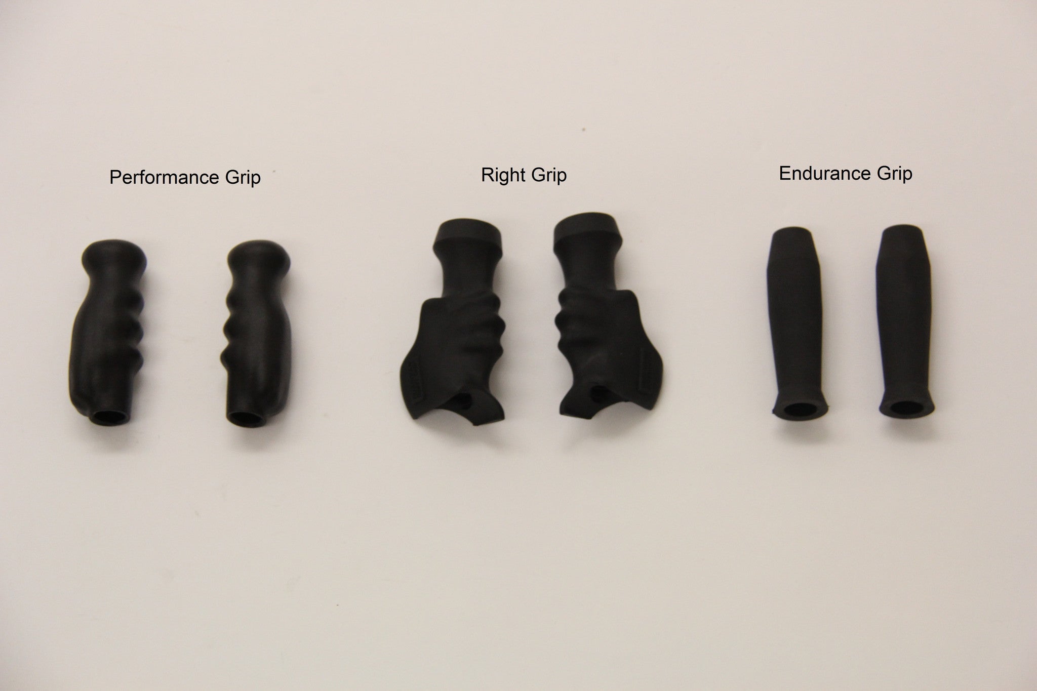 The available grips for the custom aluminum Superlite sheperd's crutch