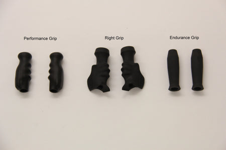 The available grips for the custom aluminum Superlite sheperd's crutch